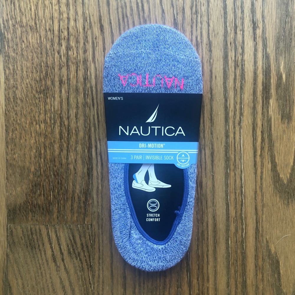 Nautica Dri-Motion Invisible Socks 3 Pair NWT